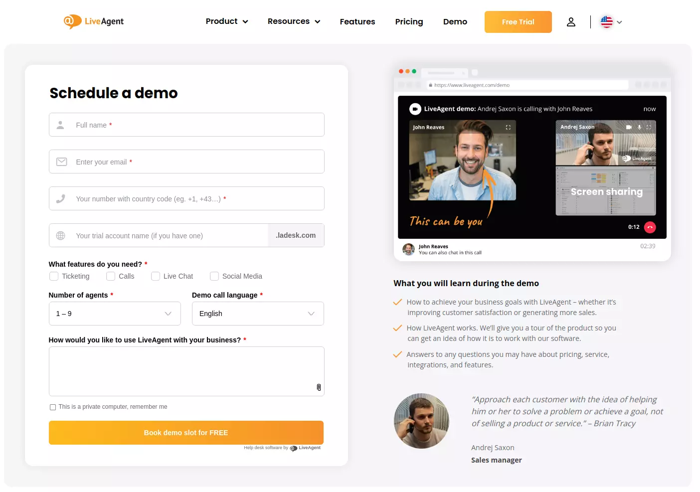 Rozhranie demo LiveAgent
