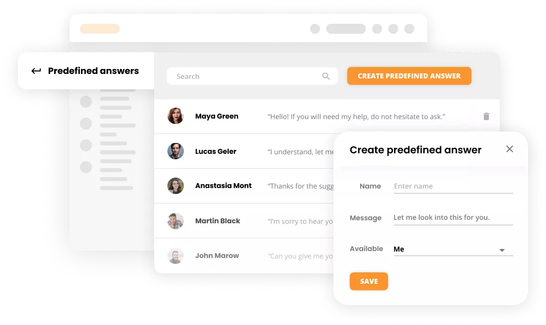 Mockup preddefinovaných odpovedí
