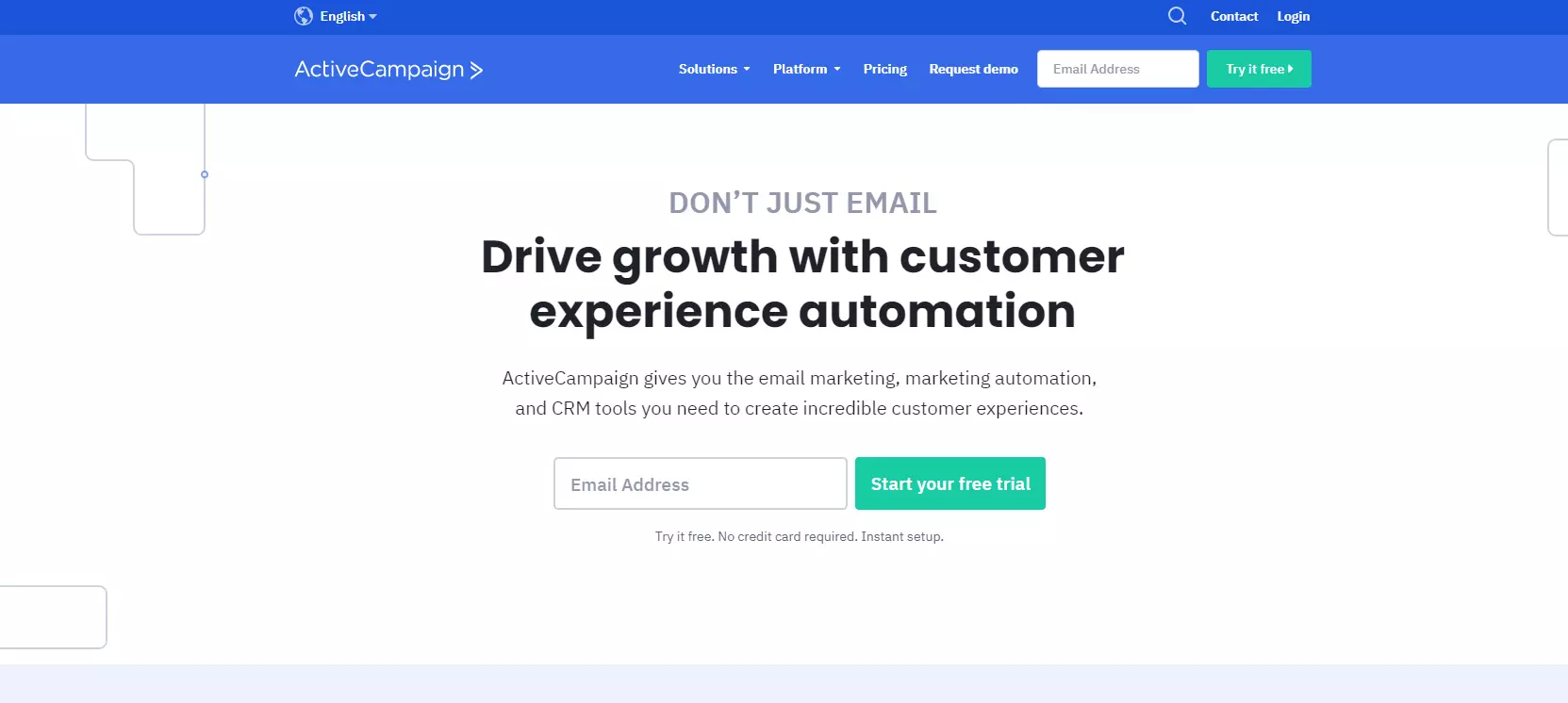 Domovská stránka ActiveCampaign