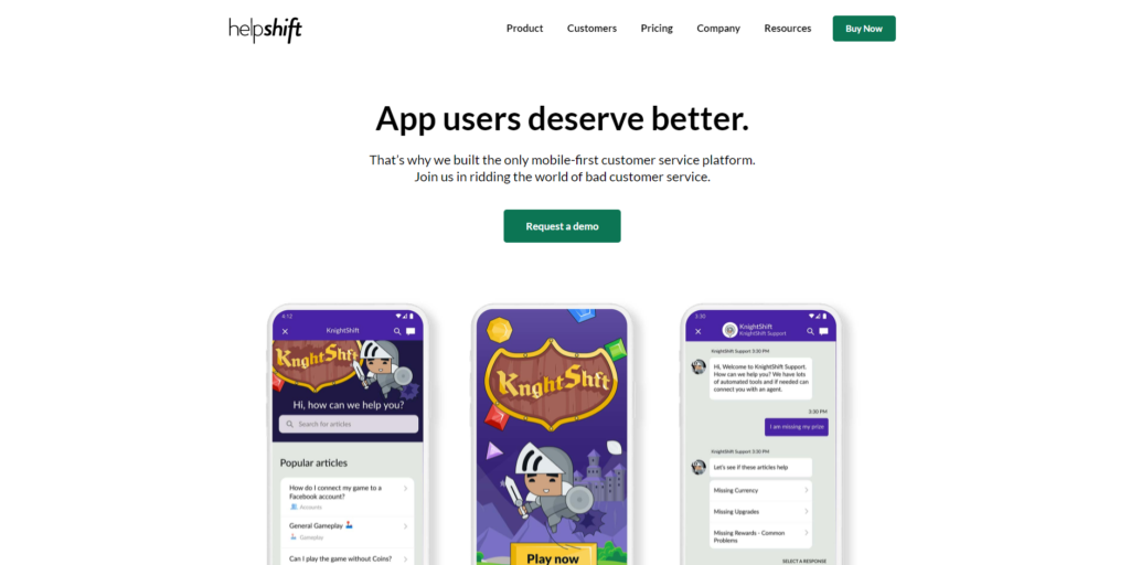 Domovská stránka Helpshift