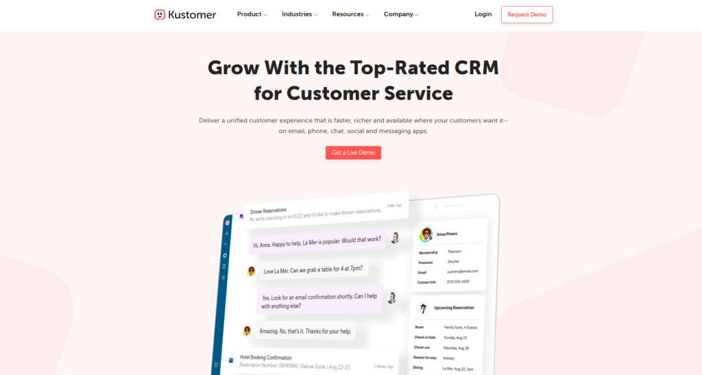 Domovská stránka Kustomer