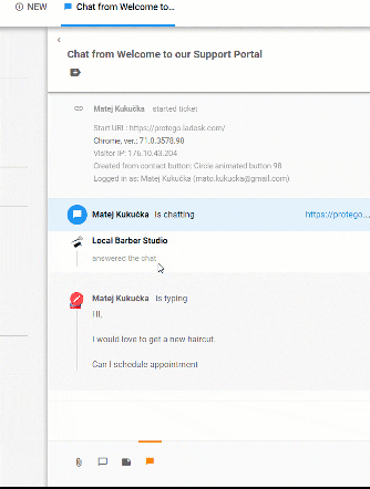 Funkcia zobrazenia písania v reálnom čase