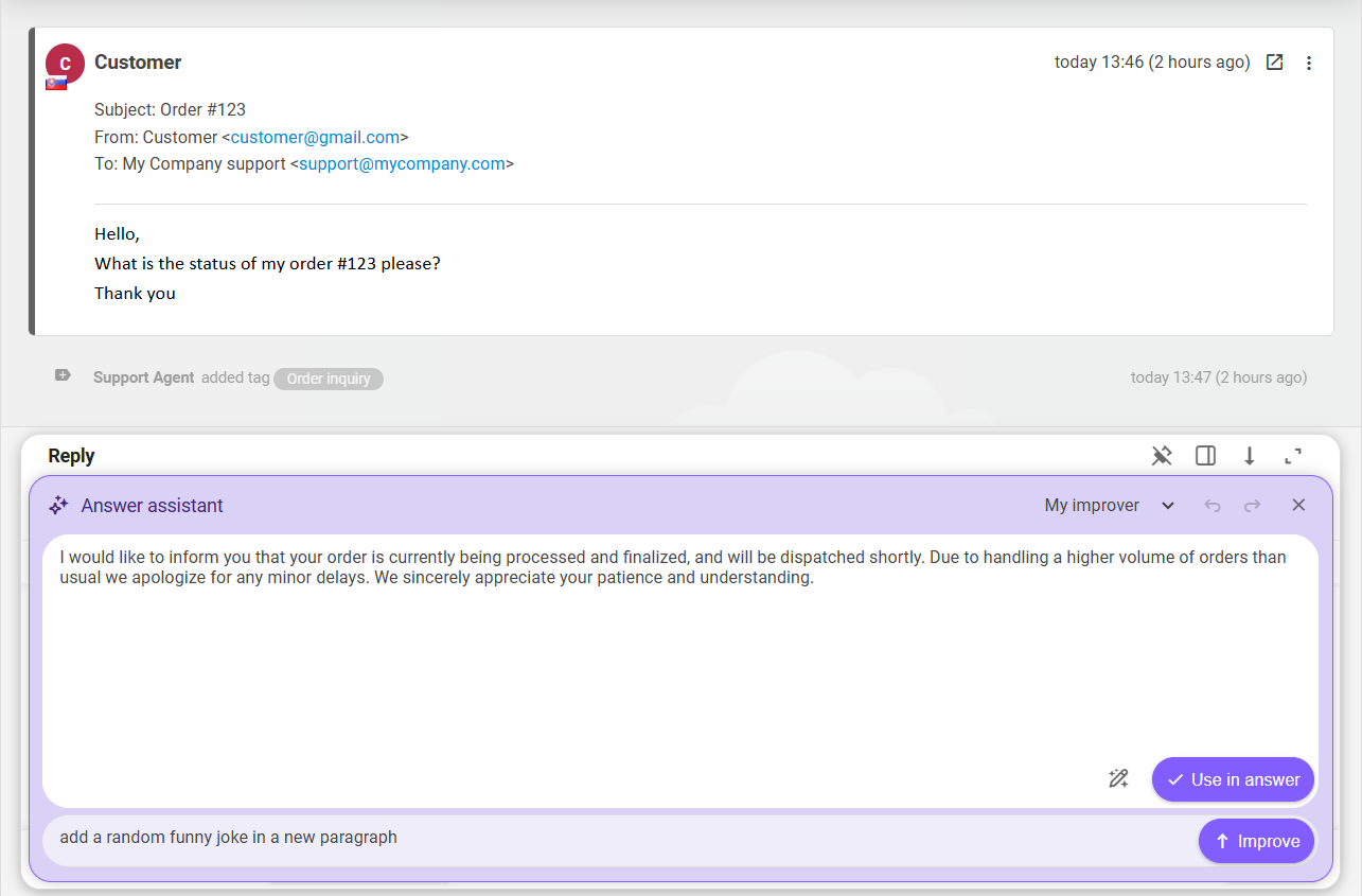 LiveAgent AI Answer Improver a Composer