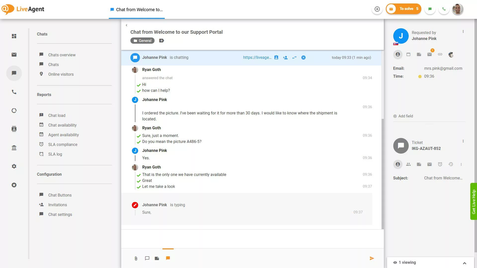 Prebiehajúci chat s pohľadom na písanie v reálnom čase