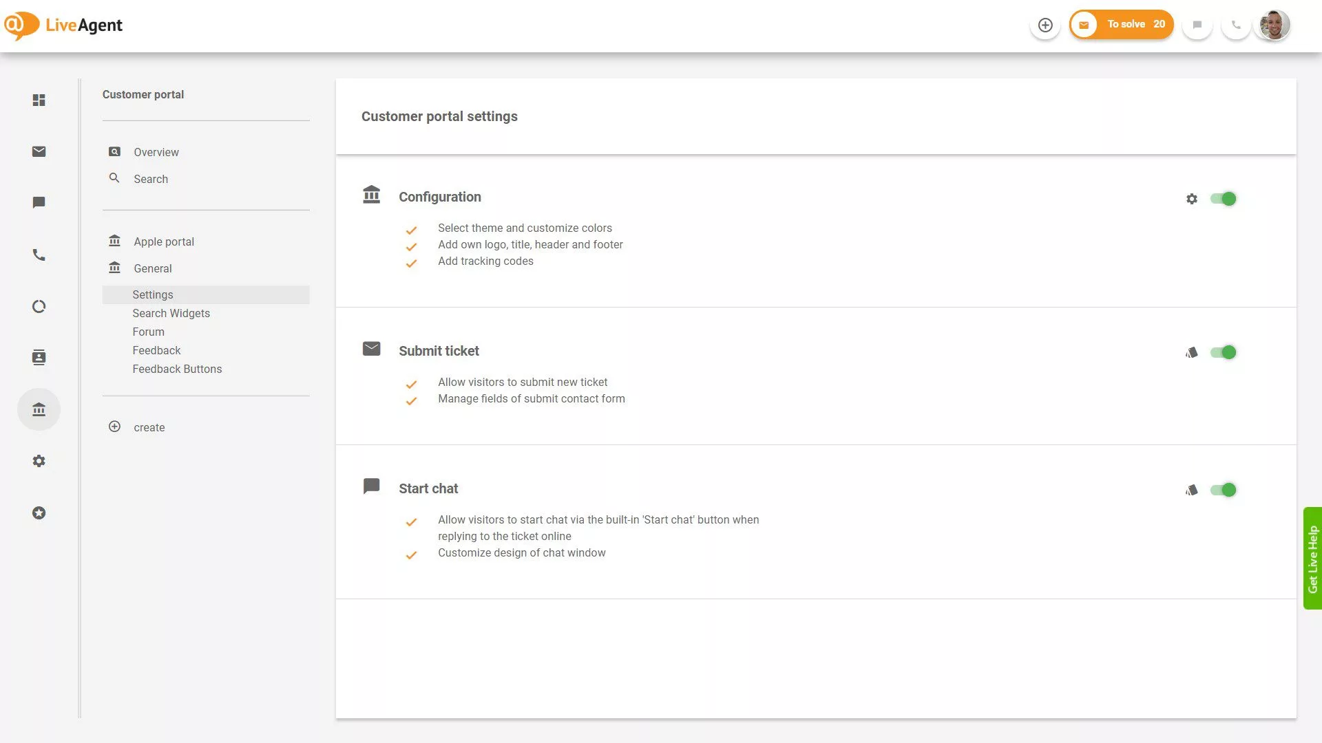 Prehľad lístkov LiveAgent v aplikácii