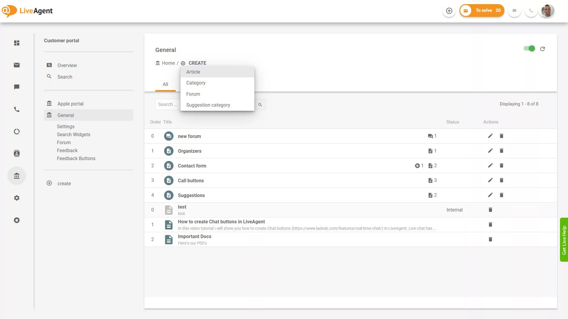Prehľad lístkov LiveAgent v aplikácii
