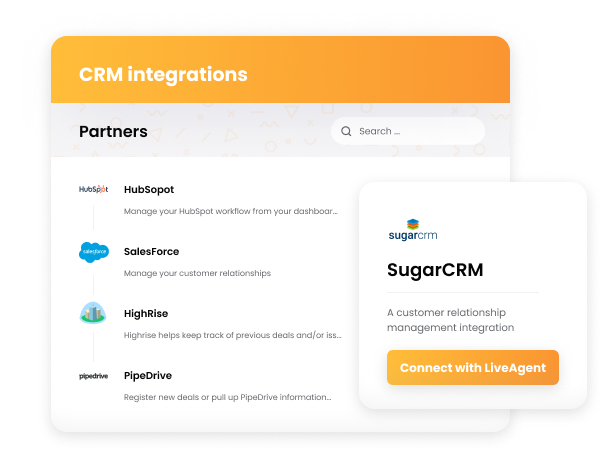 Príklad niekoľkých CRM integrácií v LiveAgent