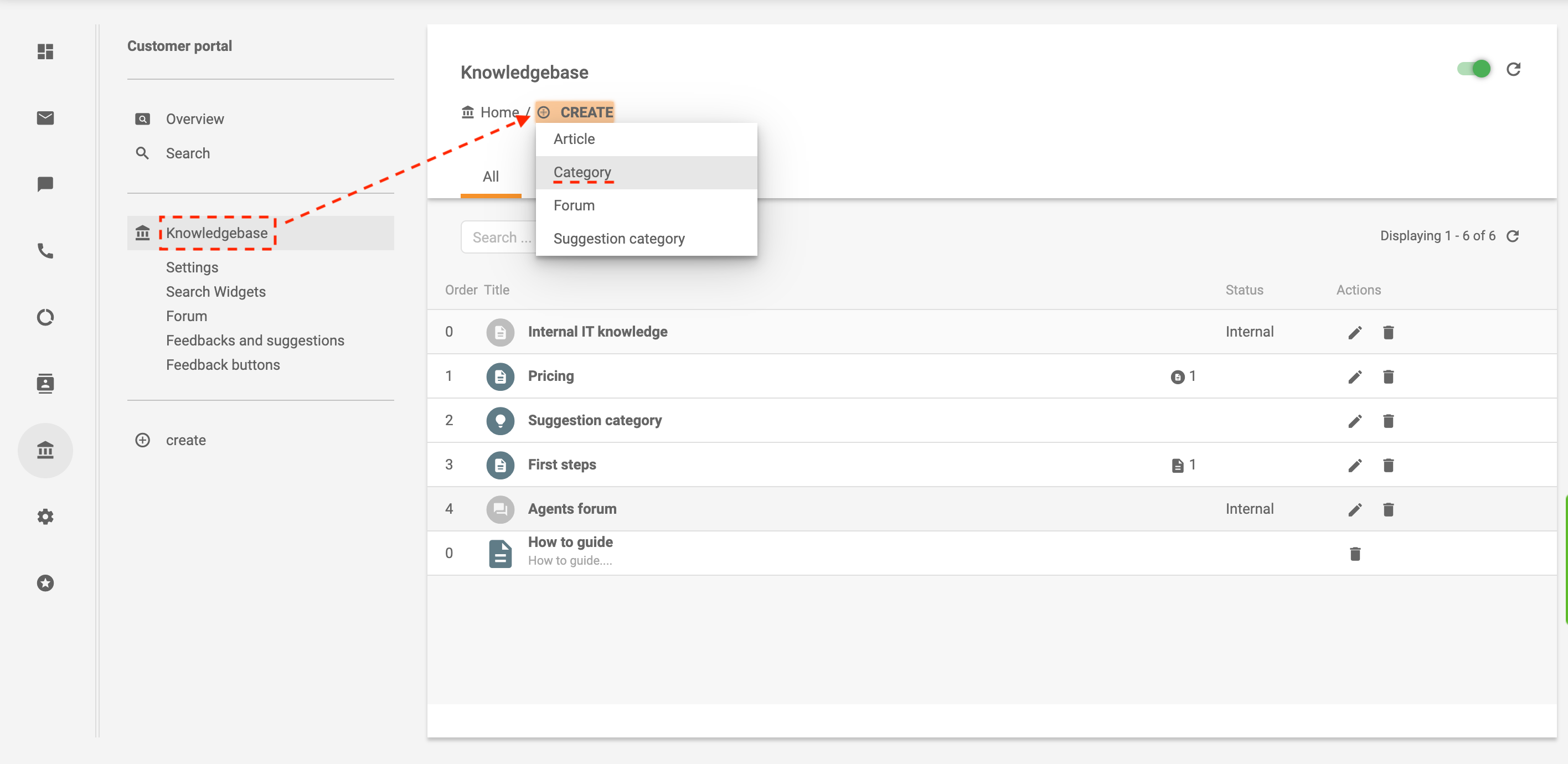 Create category in LiveAgent