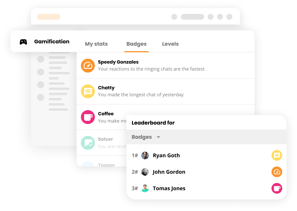 Tabuľka gamifikácie pre odznaky v softvéri na správu helpdesku - LiveAgent