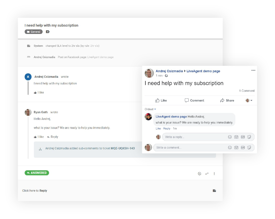 Zákaznícky servis na sociálnych médiách na Facebooku