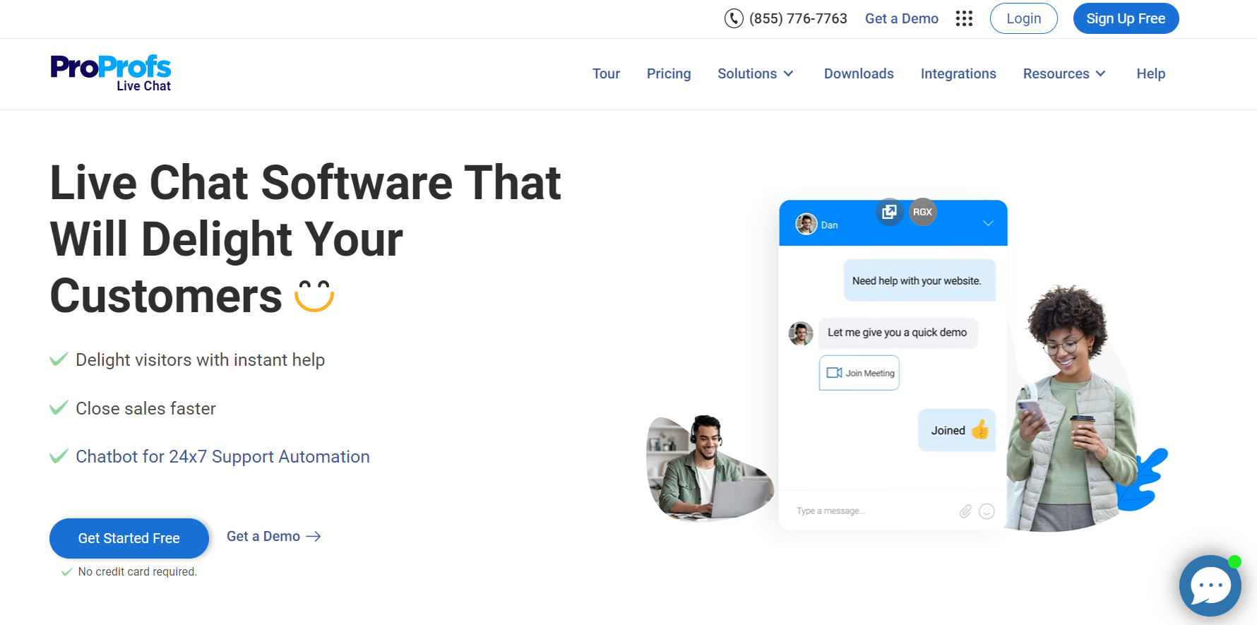 Domovská stránka ProProfs Chat - software na live chat pre spokojnosť zákazníkov e-commerce