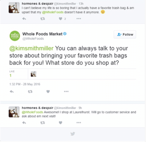 Odpoveď Whole Foods na Twitteri