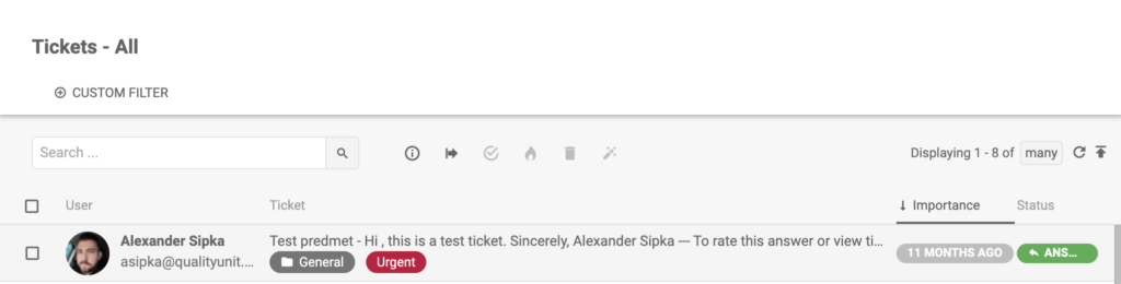 LiveAgent - urgentný tag na tickete