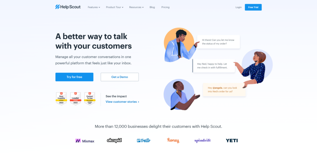 Domovská stránka softvéru Help Scout Help Desk