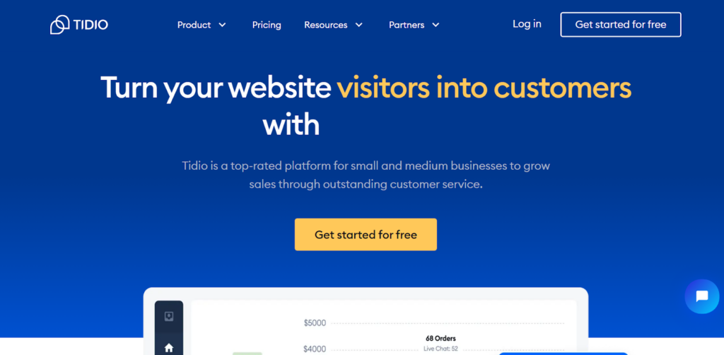 Domovská stránka Tidio