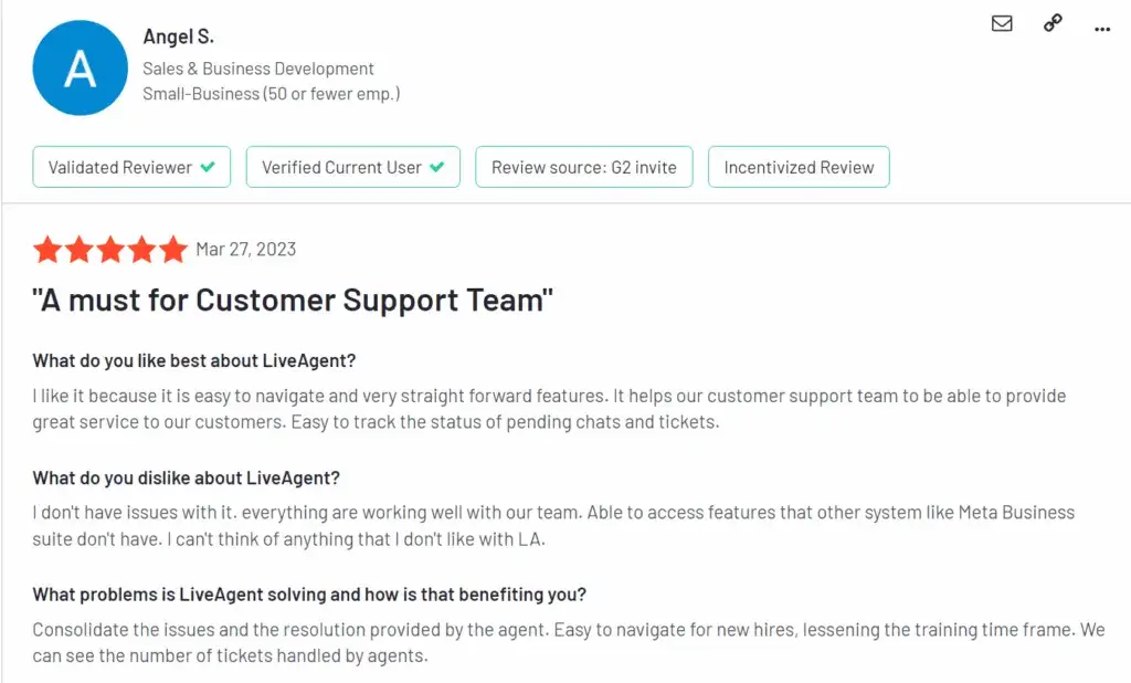 G2 - Recenzie a podrobnosti produktu LiveAgent