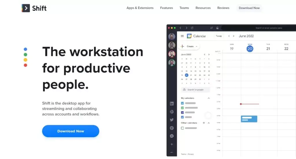 Domovská stránka Shift