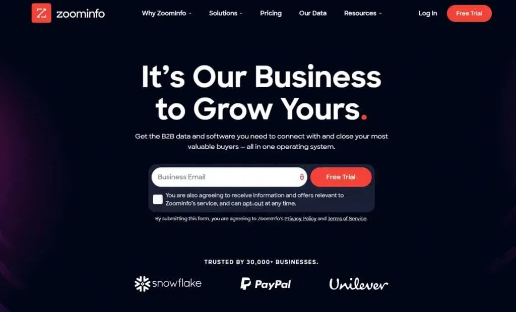 Domovská stránka ZoomInfo