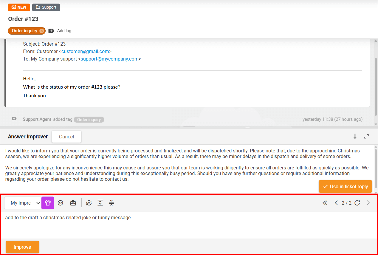 Úprava odpovedí pomocou Answer Composer