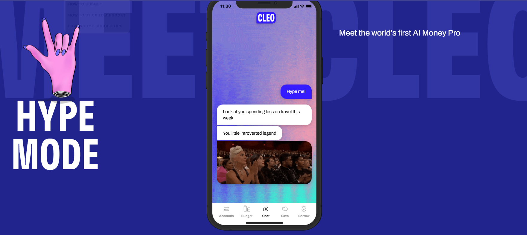 Cleo Financial AI Assistant - prehľad chatu