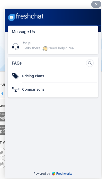 Okno live chat FreshChat