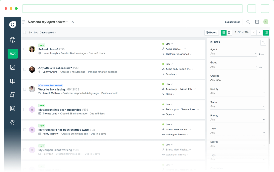 Otvorené lístky FreshDesk