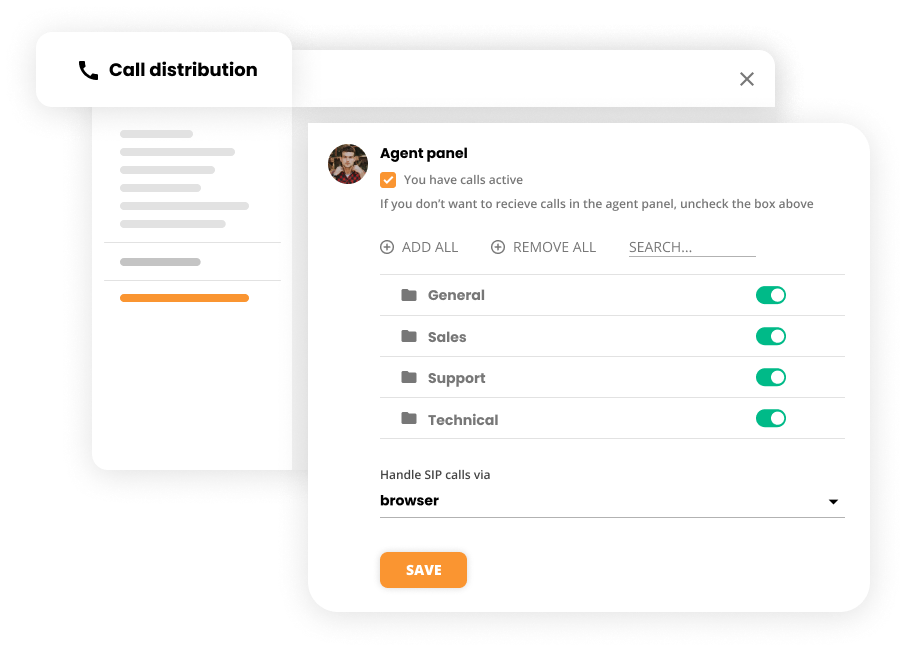 Nastavenia distribúcie hovorov v software kontaktného centra - LiveAgent