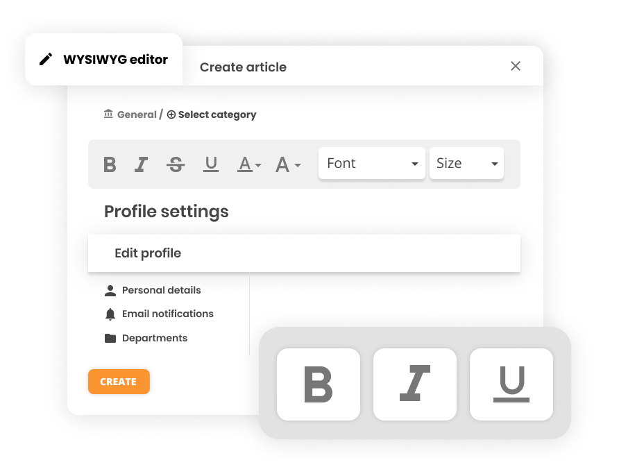 WYSIWYG editor v softvéri knowledge base - LiveAgent