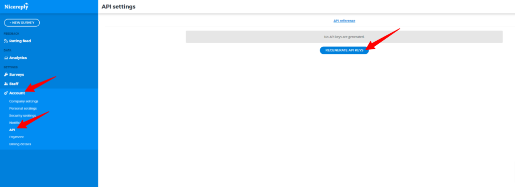 Ako vygenerovať kľúč API v účte Nicereply
