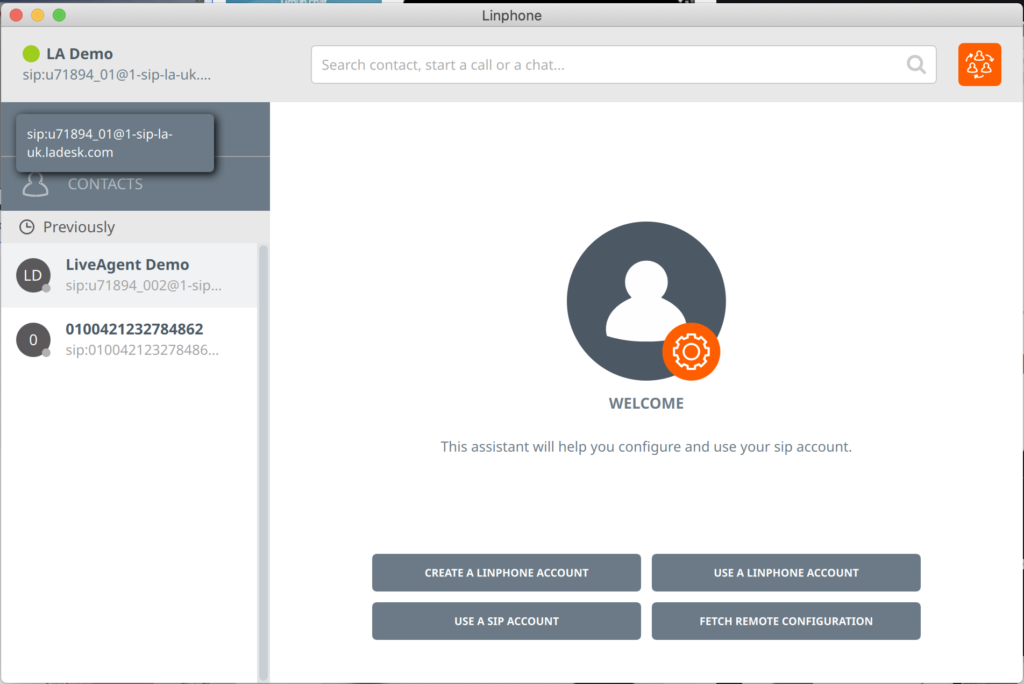 Nastavenie účtu Linphone softphone