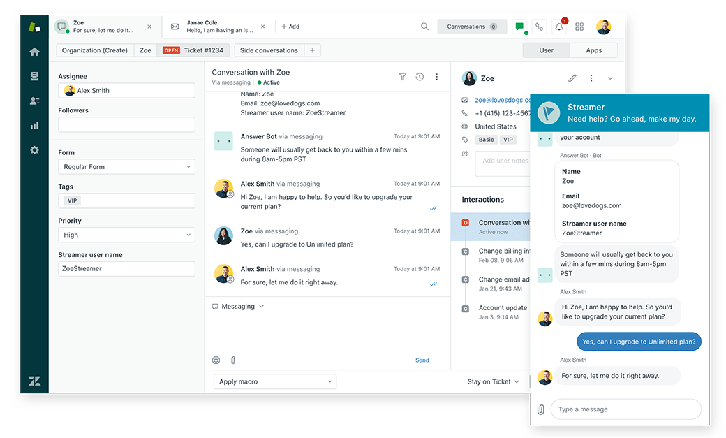 Podpora zákazníkov a konverzácie Zendesku