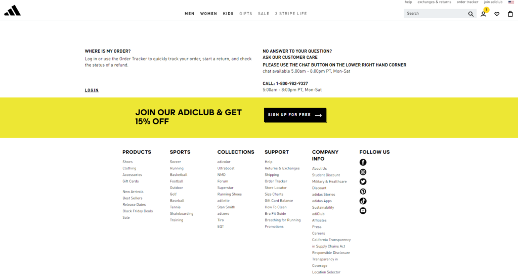 Zákaznícka podpora Adidas