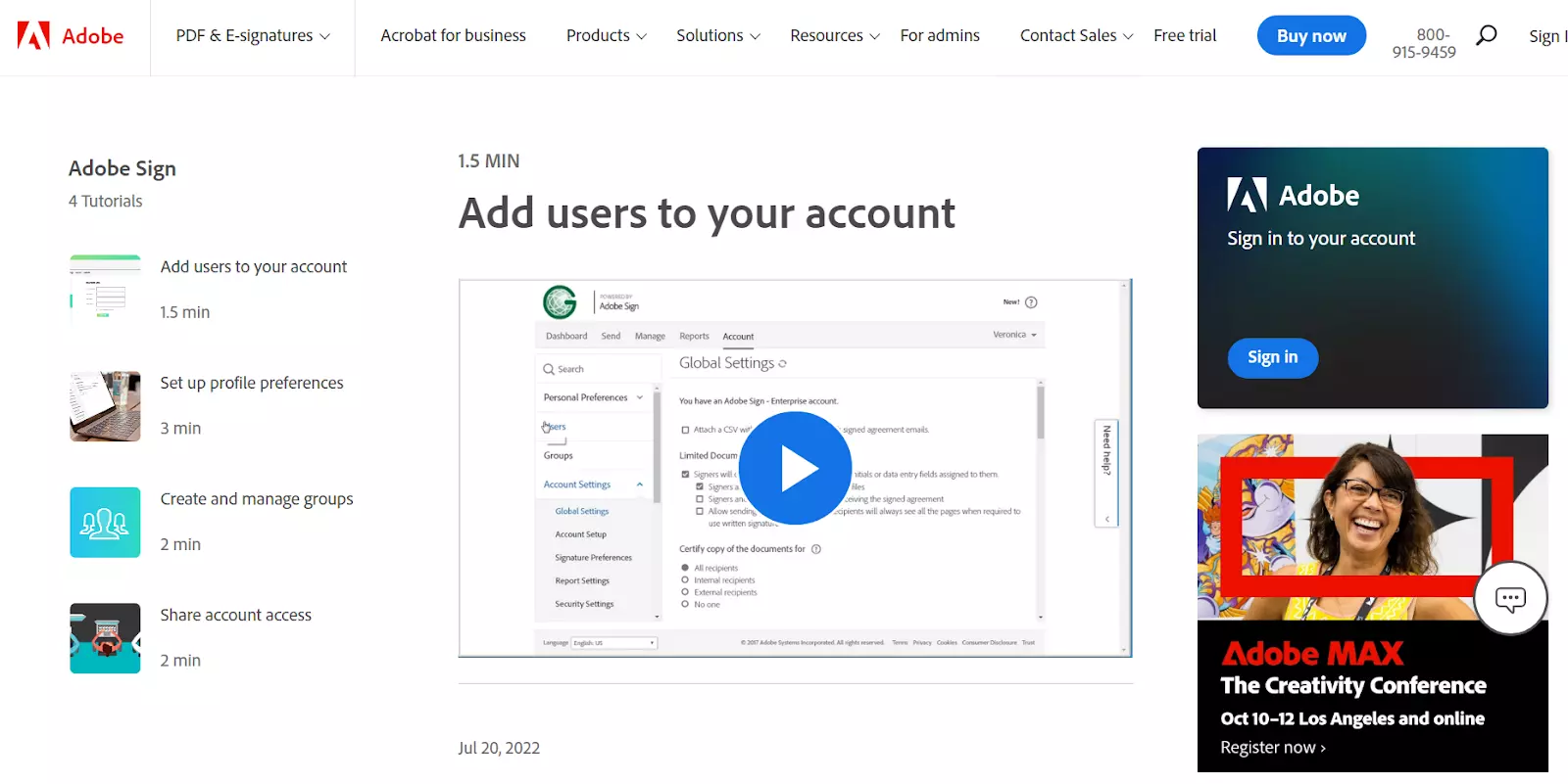 Príklad videa v databáze vedomostí Adobe