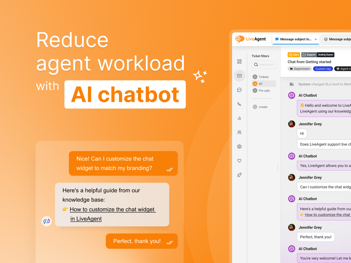 Snímka rozhrania LiveAgent AI Chatbot