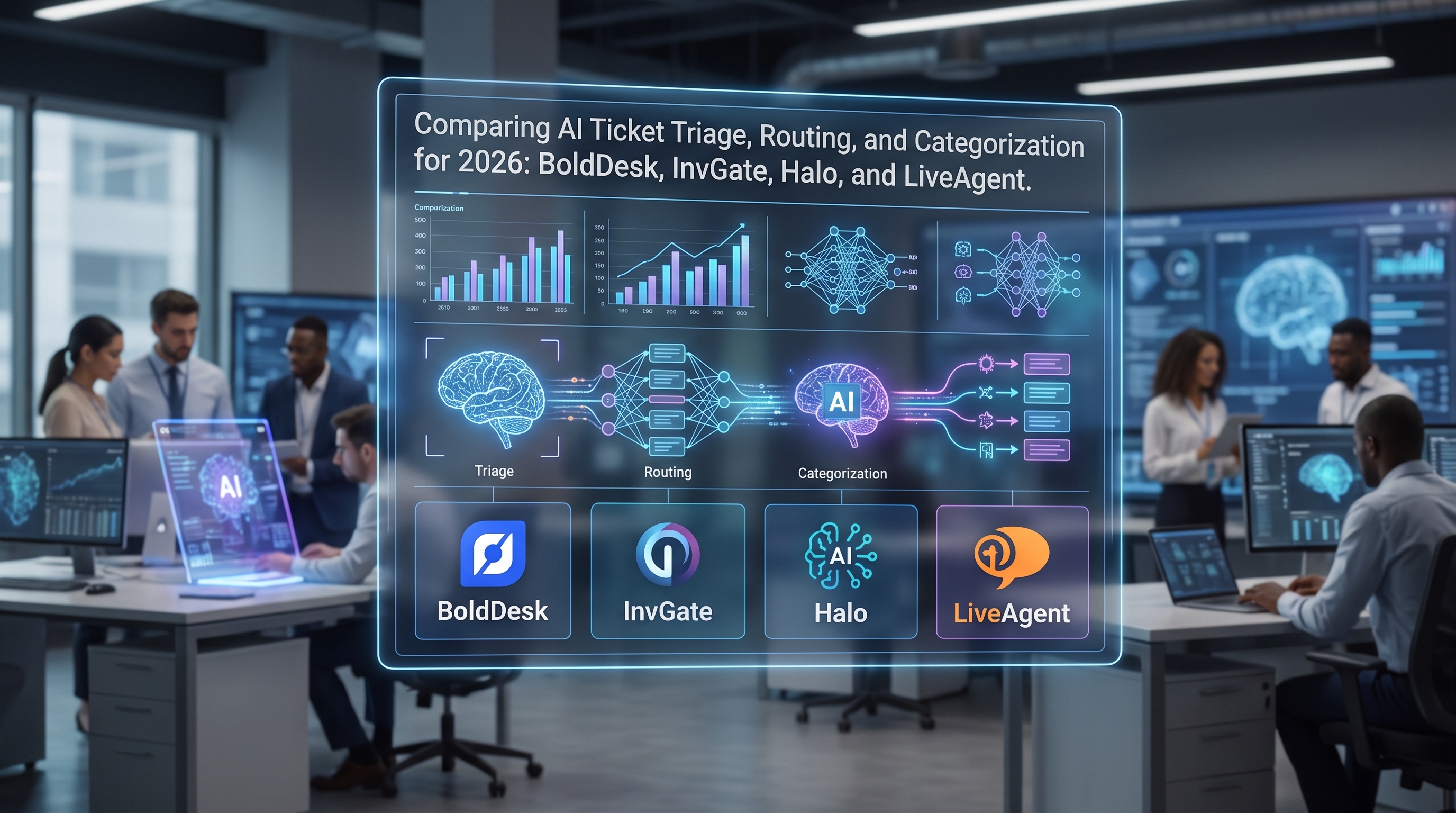 BoldDesk vs InvGate vs Halo vs LiveAgent: Porovnanie AI triedenia lístkov, smerovania a kategorizácie pre rok 2026