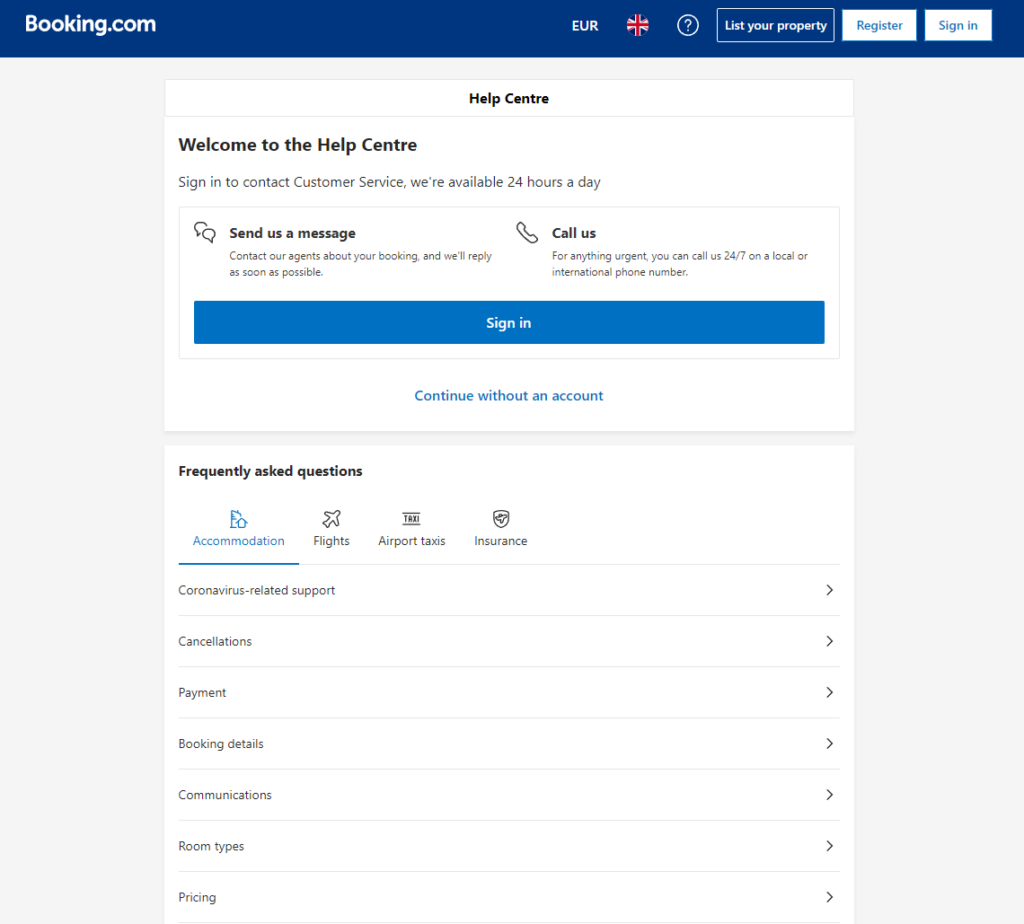 Centrum pomoci Booking.com
