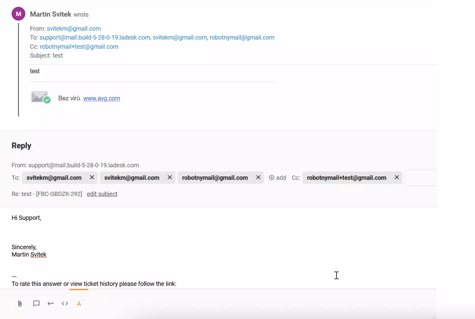 Chyba s duplikovaným príjemcom v cc v LiveAgent lístkoch
