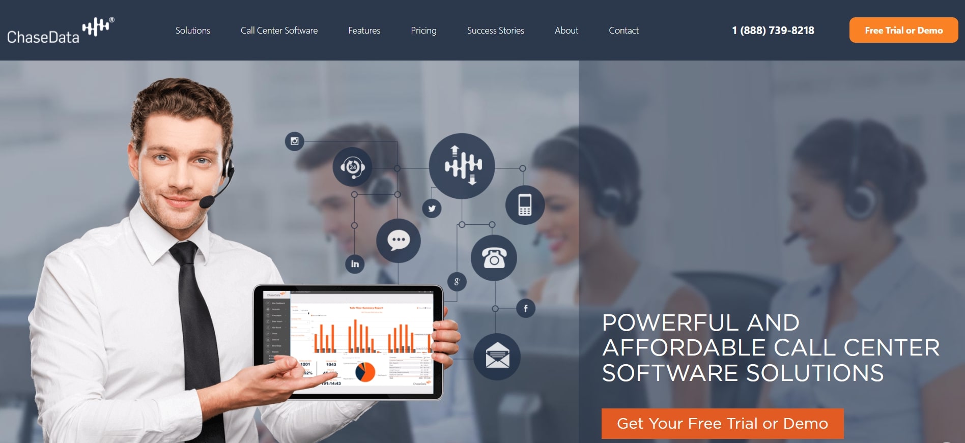 ChaseData CCaaS VoIP poskytovateľ website