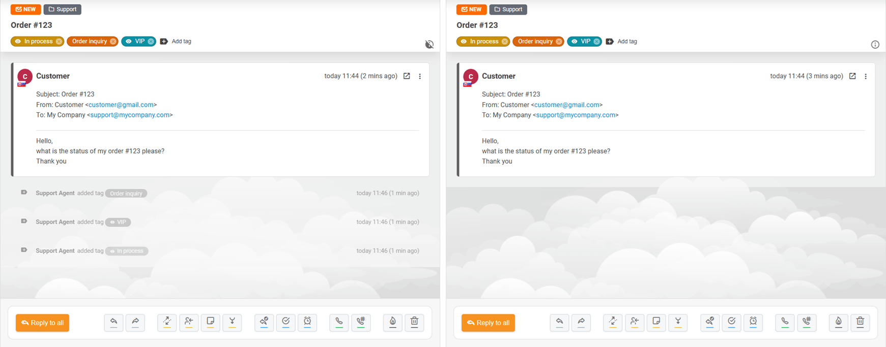 Možnosť skryť systémové správy v tickete