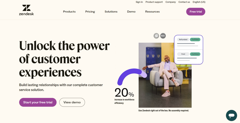Zendesk home page - Comprehensive solution for a Spiceworks alternative