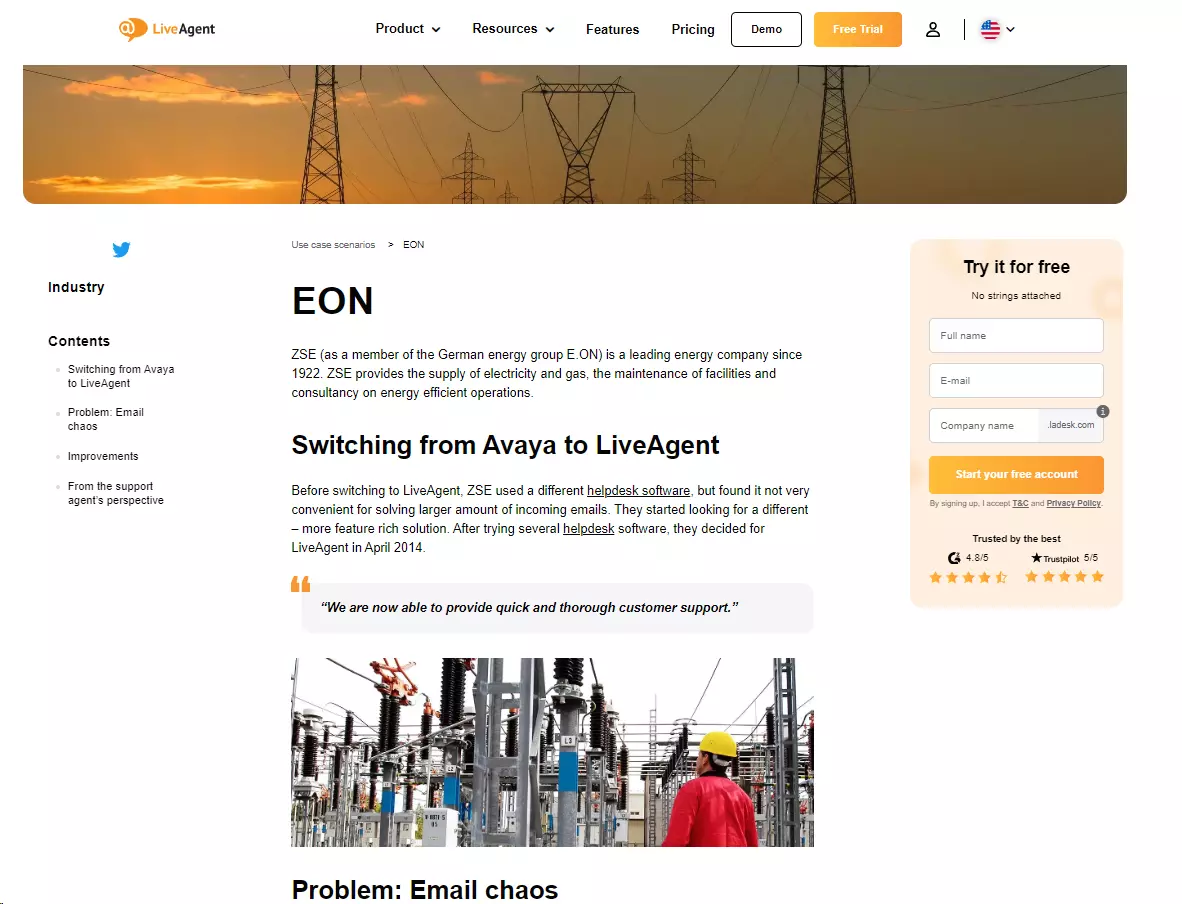 EON – energetická spoločnosť používajúca LiveAgent na zvládanie veľkého množstva požiadaviek z jedného kanála