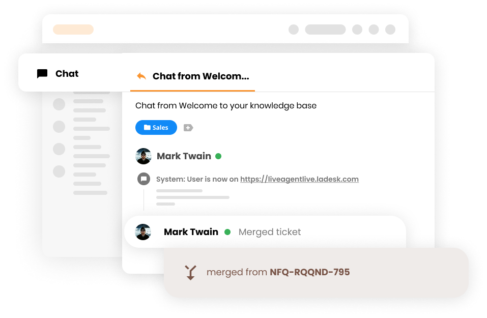 Vizualizácia funkcie Zlúčiť v LiveAgent
