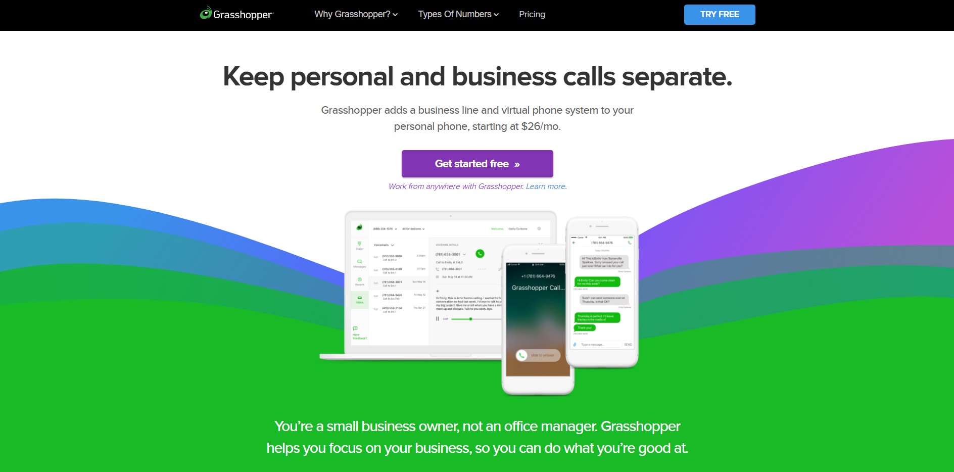 Grasshopper VoIP poskytovateľ website