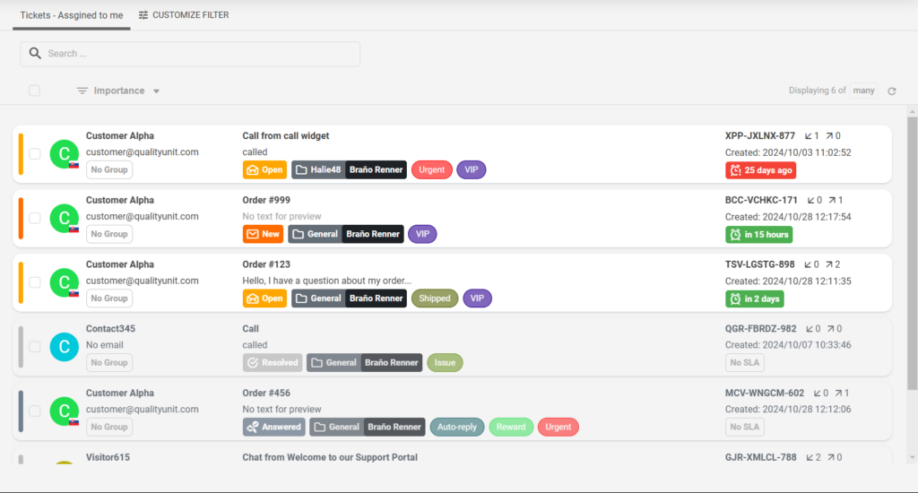 Obrazovka správy lístkov s detailmi zákazníka zobrazujúca responzívny pohľad na lístky