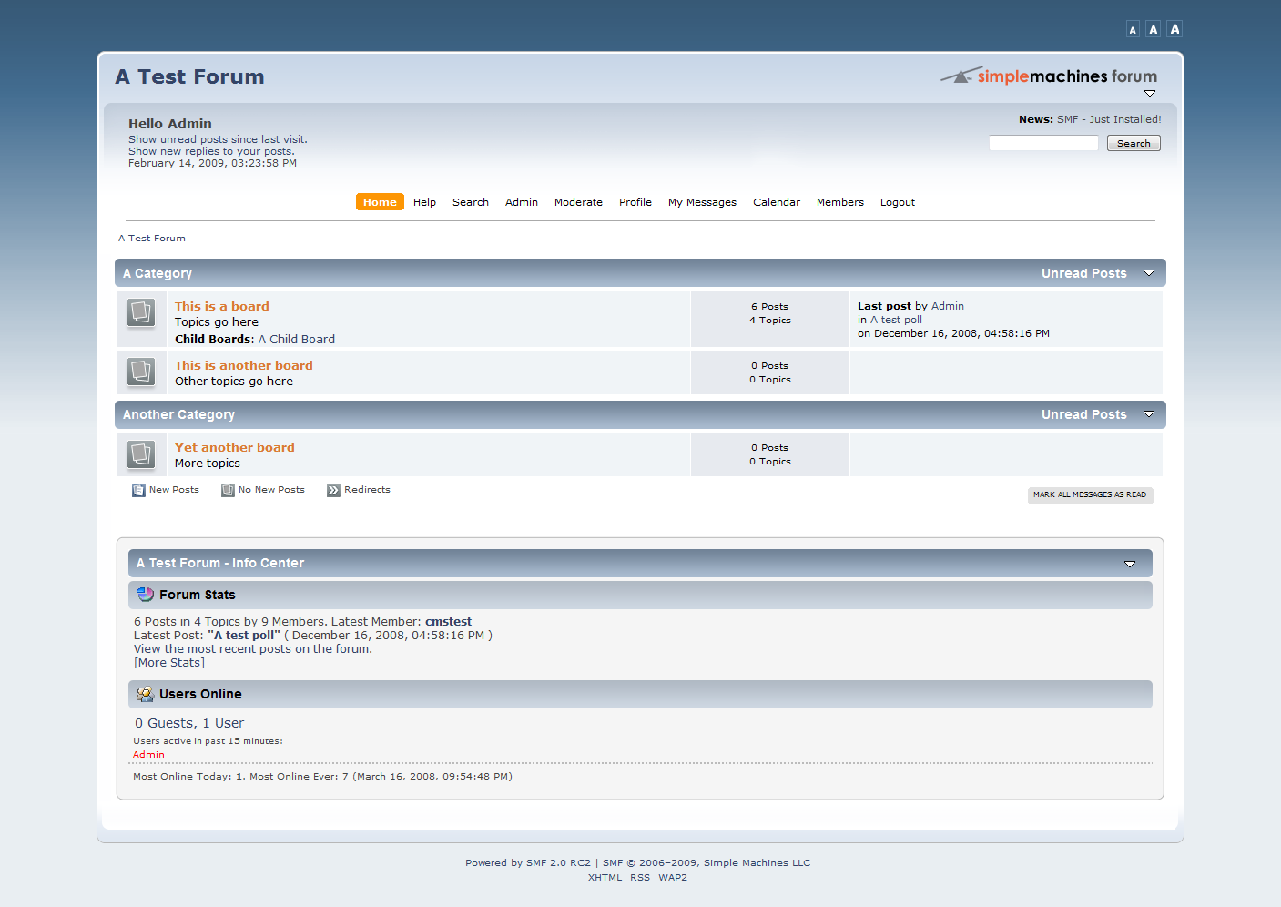 Domovská stránka Simple Machines Forum