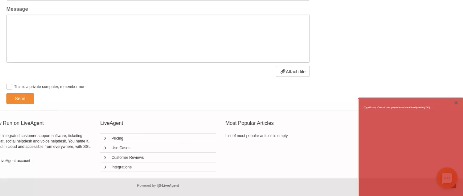 Obrázok ukazujúci problém s odoslaním lístkov z databázy znalostí v predchádzajúcich verziách LiveAgent
