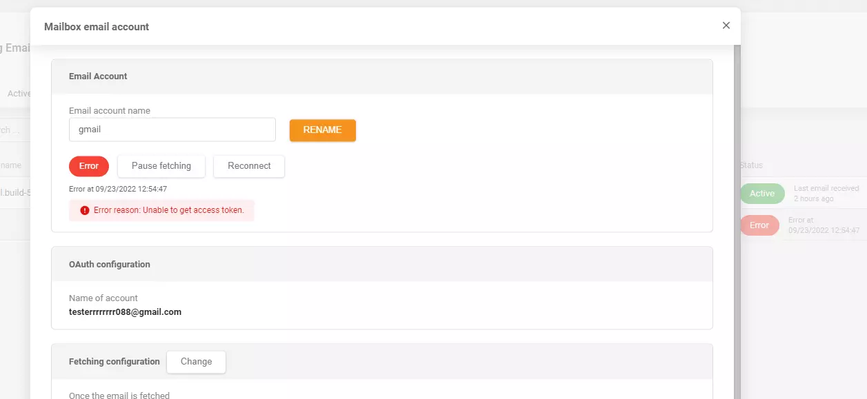 LiveAgent - Odstránená chybová správa po pridaní účtu Gmail pre príchodzí poštu