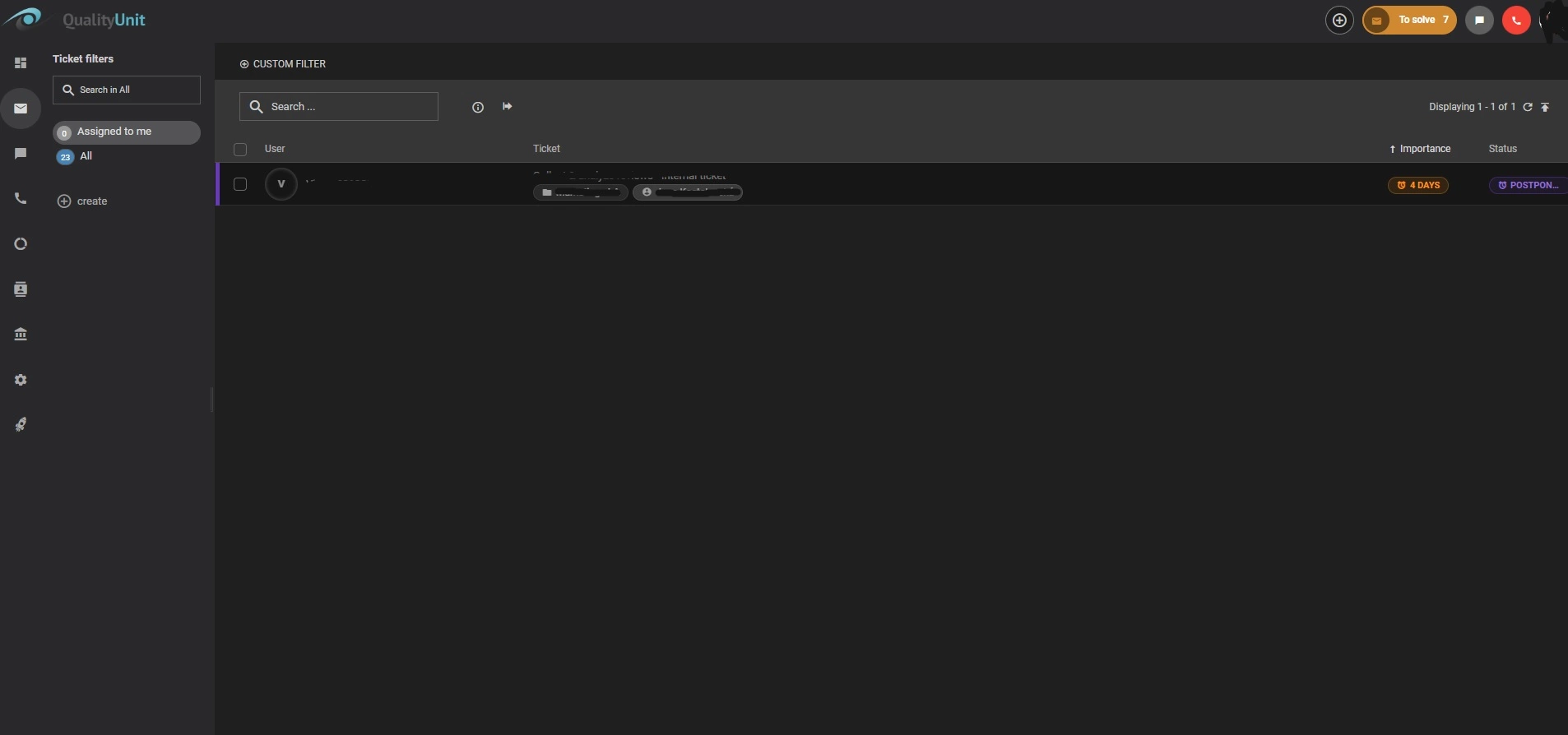Rozhranie témy LiveAgent dark blue