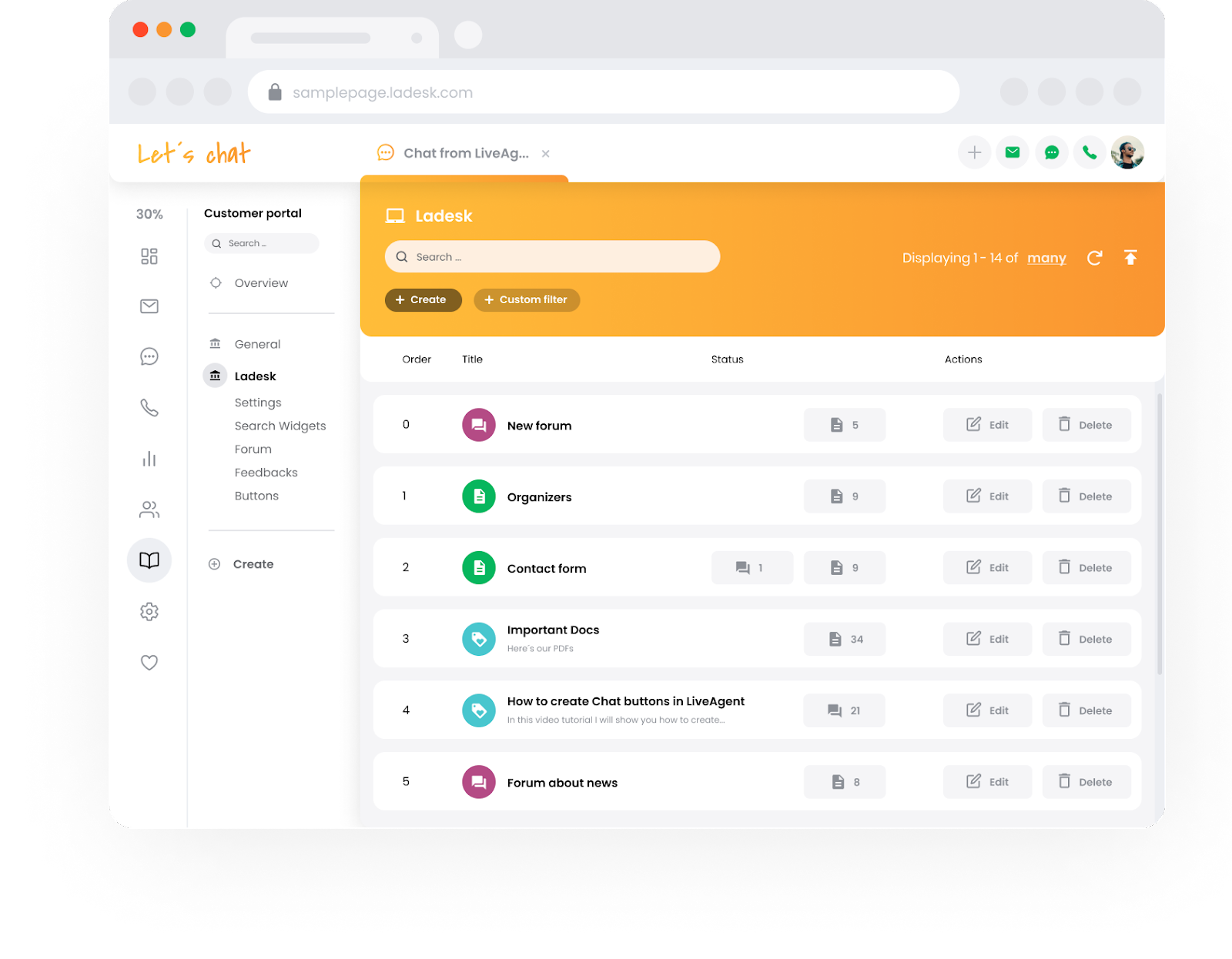 Prispôsobenie portálu znalostnej databázy LiveAgent
