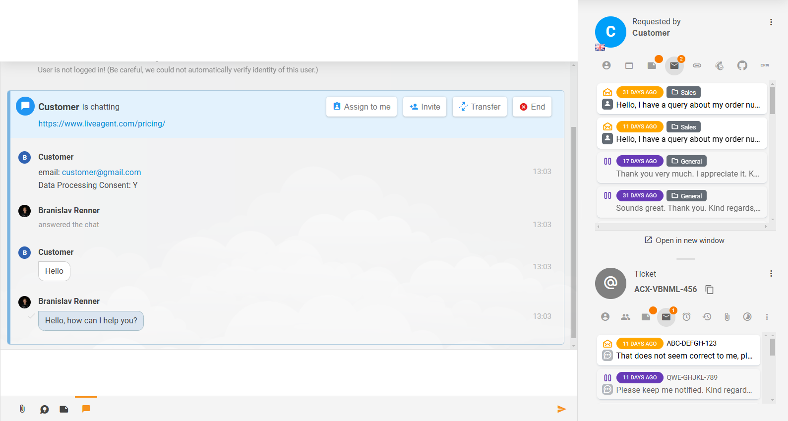 Vylepšený obsah lístkov a súvisiace sekcie v LiveAgent